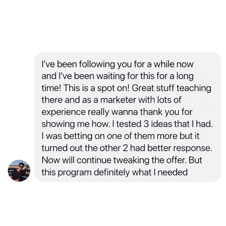 Instagram message from a student